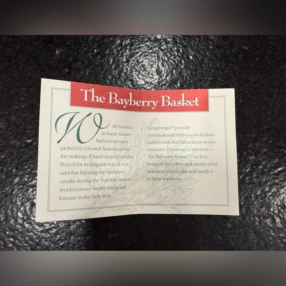 Longaberger Christmas Collection 1993 Bayberry Basket